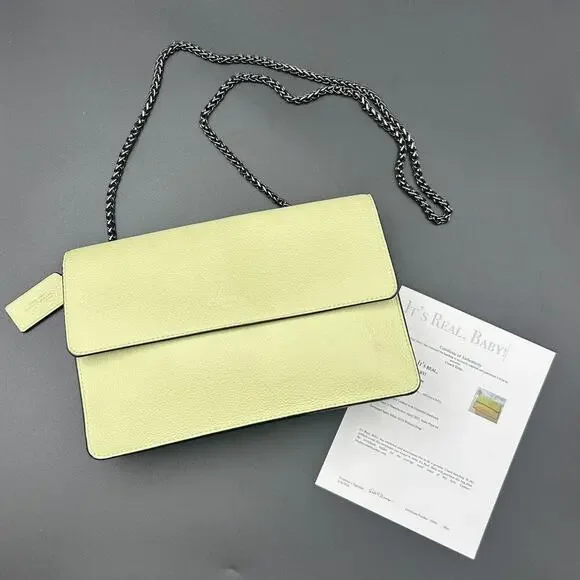 Authentic Coach Turner Leather Flap Crossbody Bag Purse Pale Lime Green C9971 - Picture 2 of 5